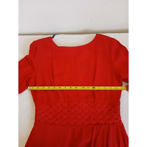 P.J. KLEIN Women's Dress Red Long Sleeve Round Neck 9/10 Office Career - Picture 12 of 16